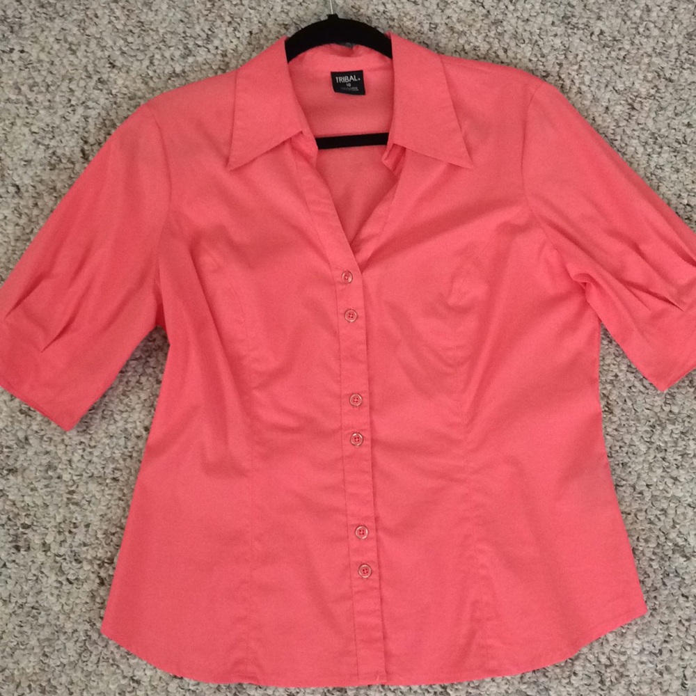 Tribal blouse Sz 10 melon